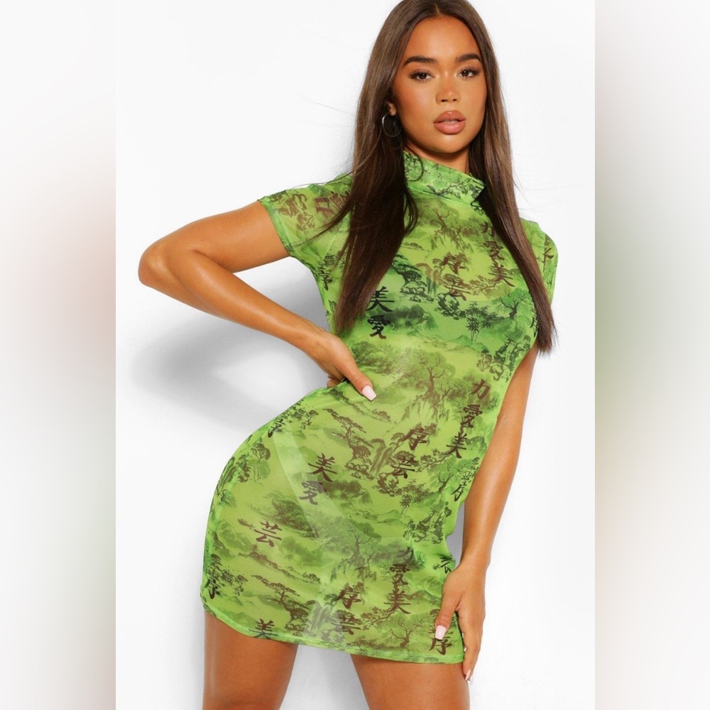 Neon Mesh Mini Dress